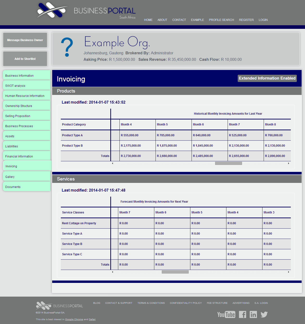 Business Invoicing Information